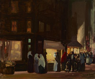 Painting of a street scene.
