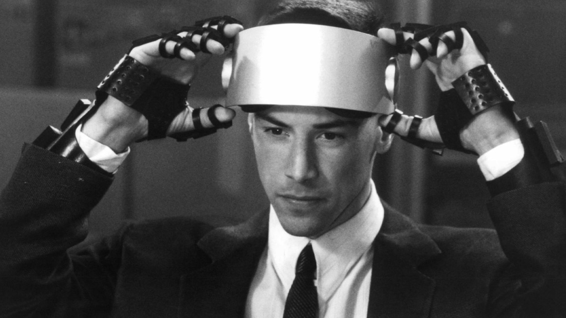 Film still of Keanu Reeves from the 1995 movie Johnny Mnemonic