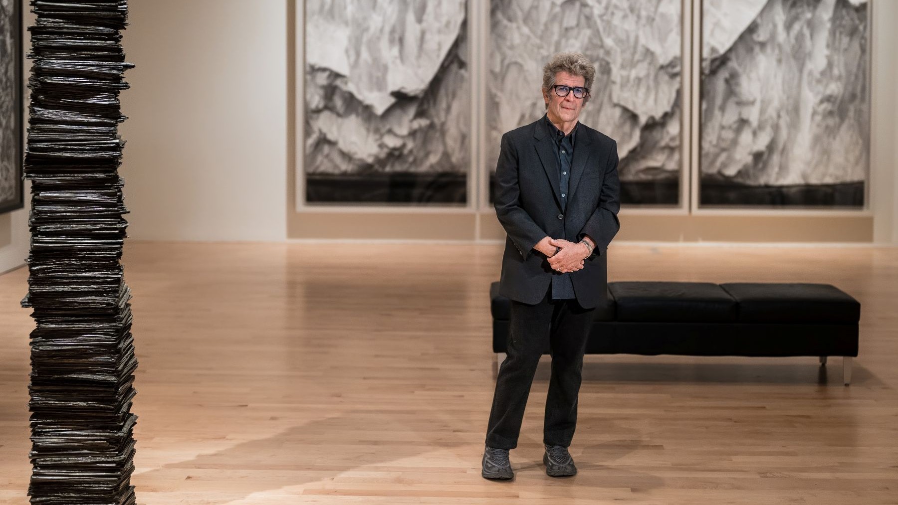 Artist Robert Longo Standing in His Exhibition at the Milwaukee Art Museum