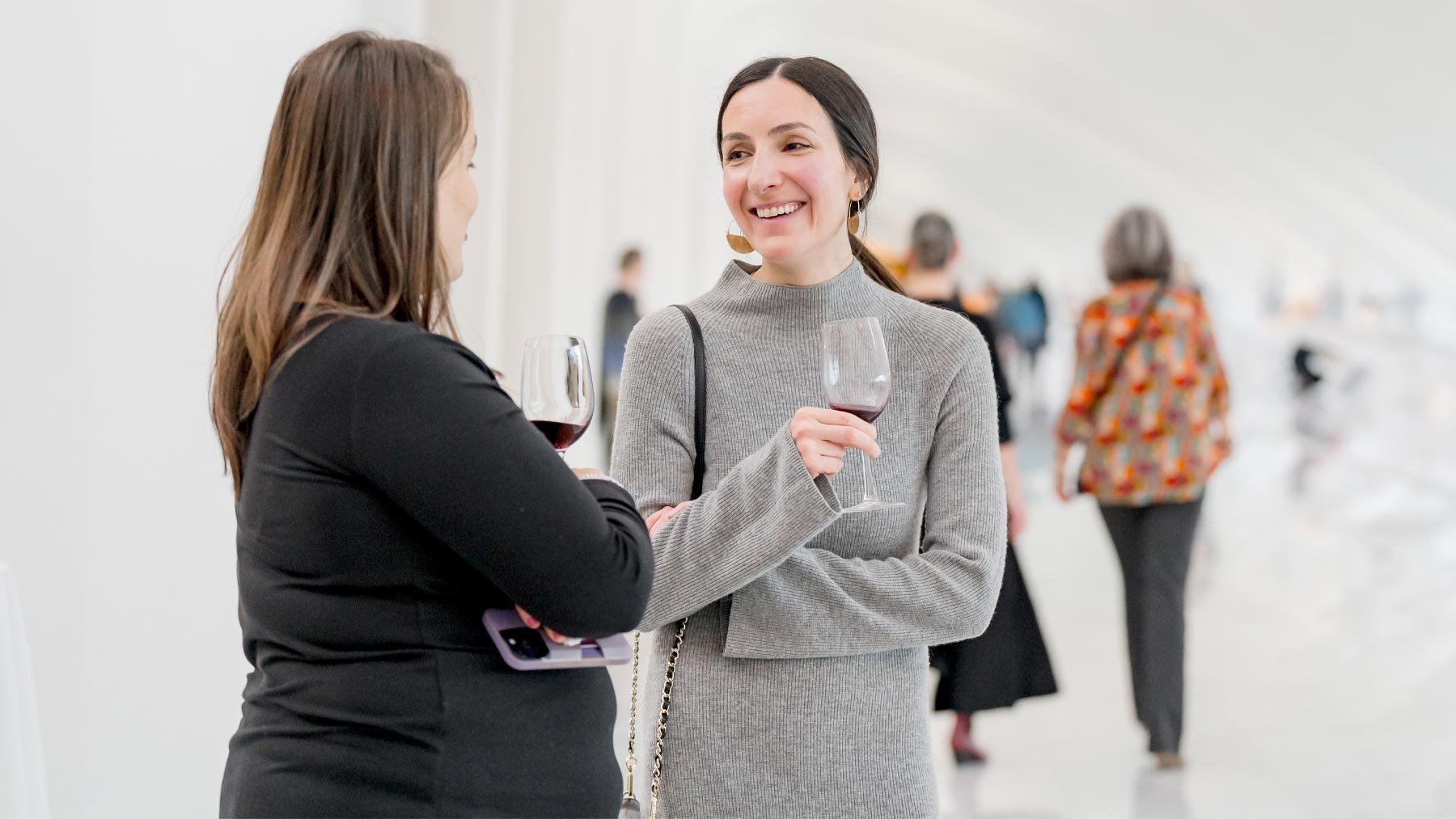 Two women talking in the Galleria
