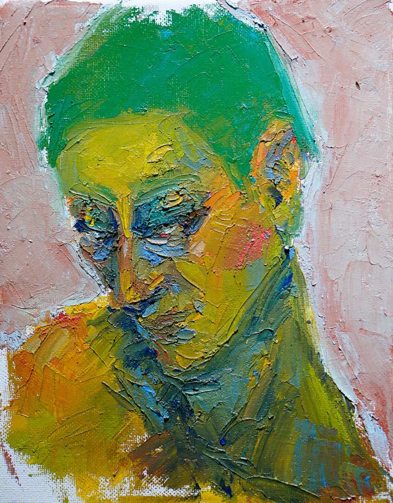 Abstract painting of a person with thick acrylic paint