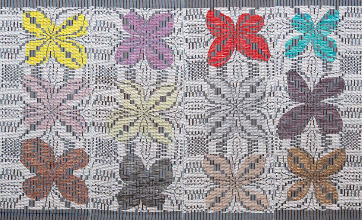 Woven art of flowers in various colors