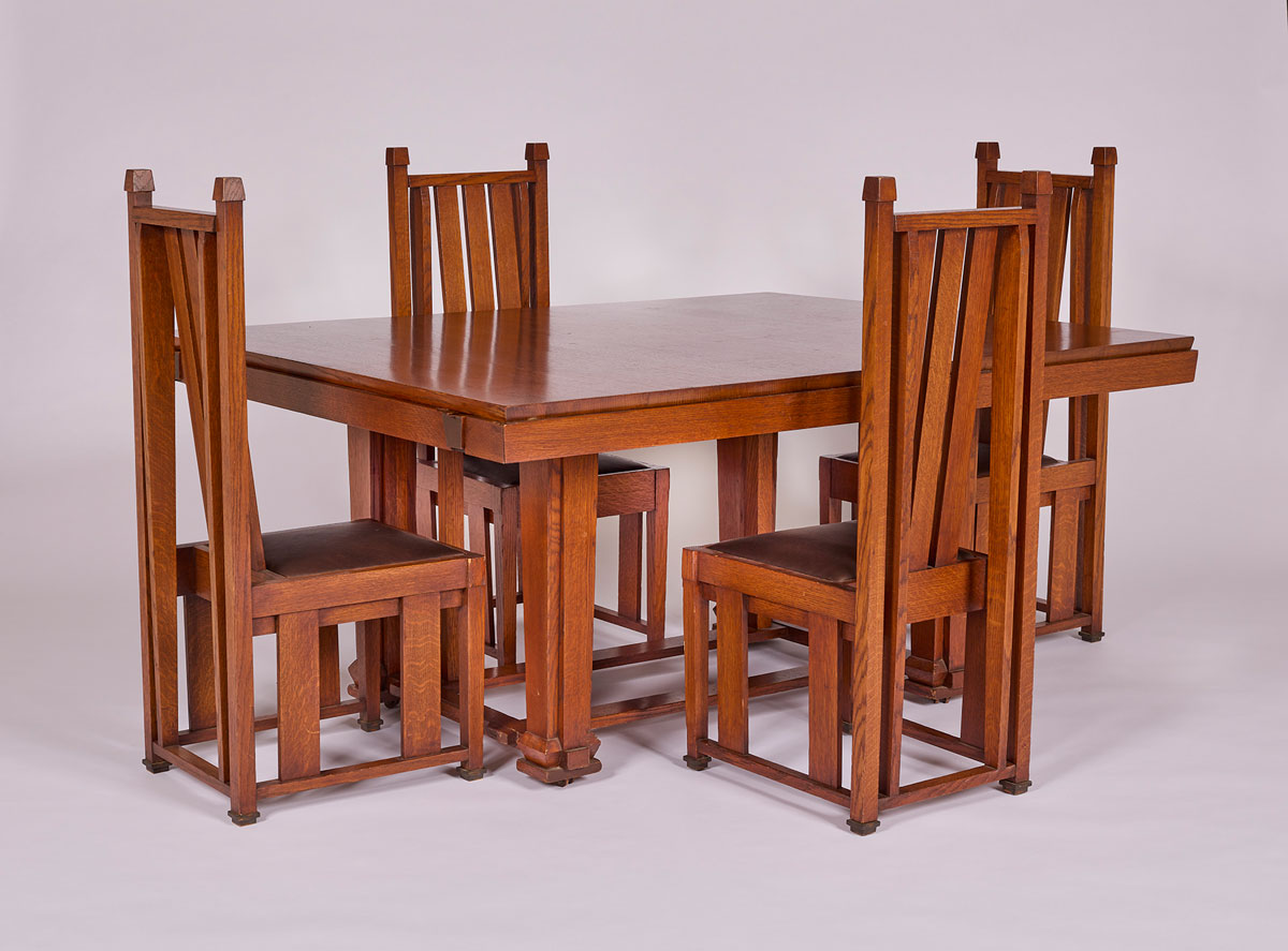 Wooden dining set with table and four chairs
