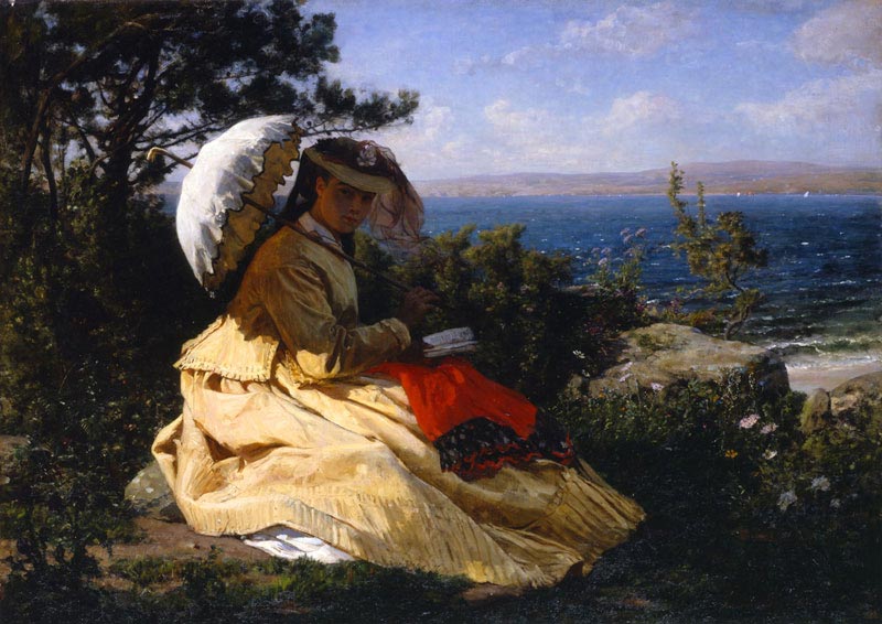 Jules Breton, Élodie with a Sunshade: Bay of Douarnenez (Woman with Parasol)