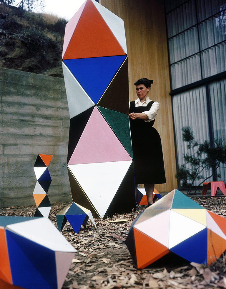 Ray Eames with the first prototype of The Toy