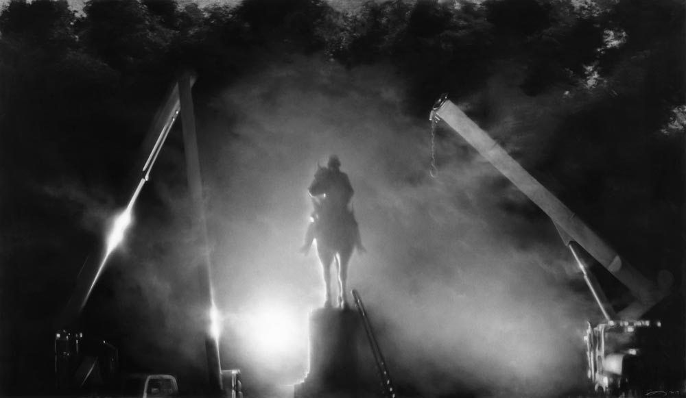 Robert Longo, Untitled (Nathan Bedford Forrest Statue Removal; Memphis, 2017)