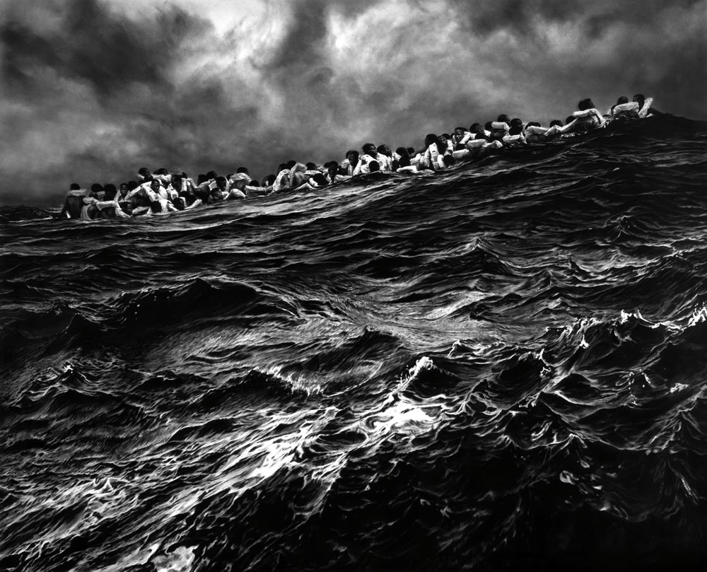 Robert Longo, Untitled (Refugees At Mediterranean Sea, Sub-Saharan Migrants, July 25, 2017)