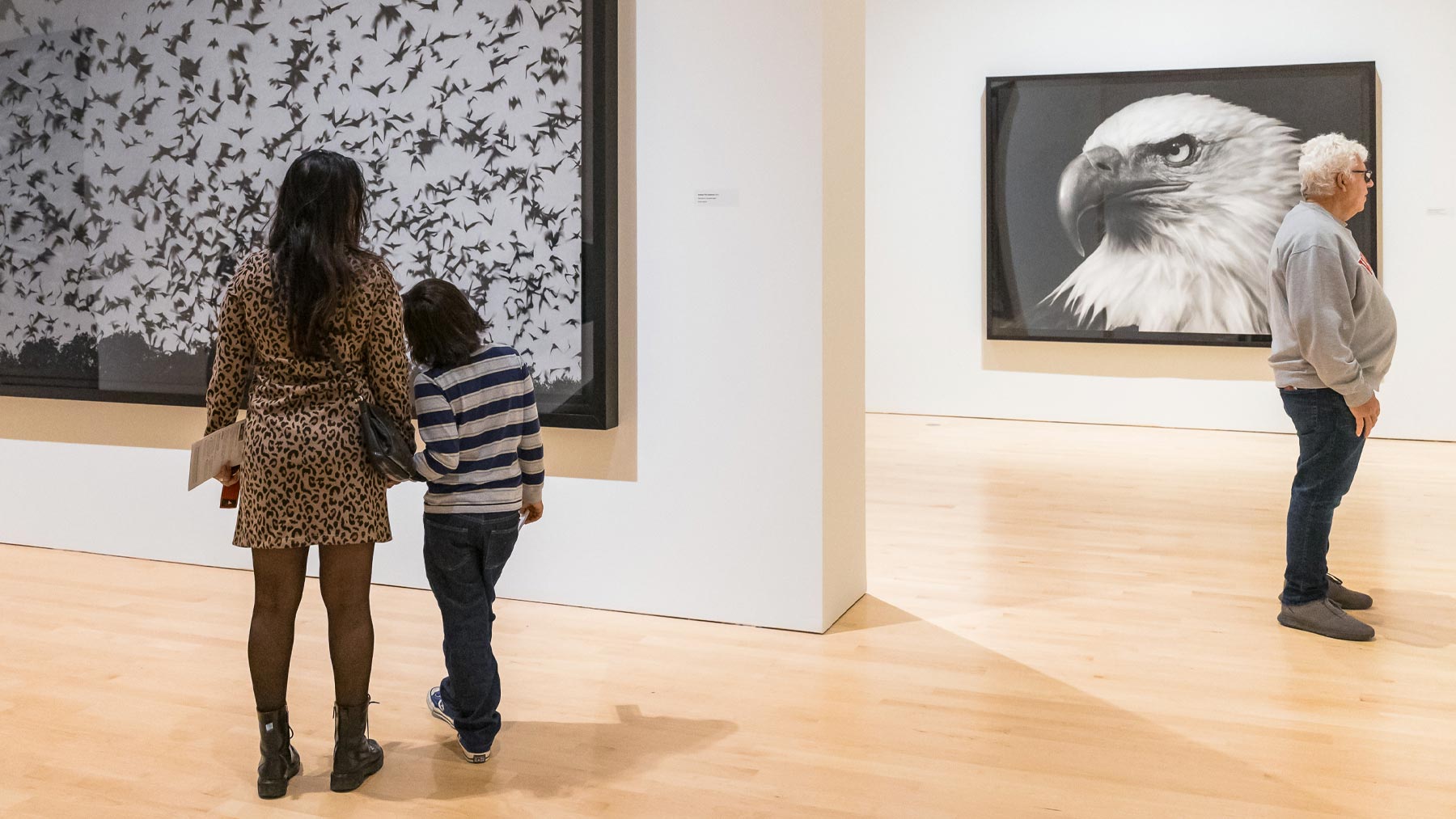 Woman and child enjoying the Robert Longo exhibition