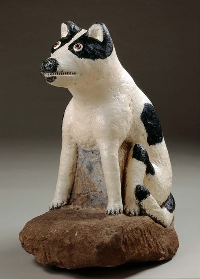 Sculpture of dog.