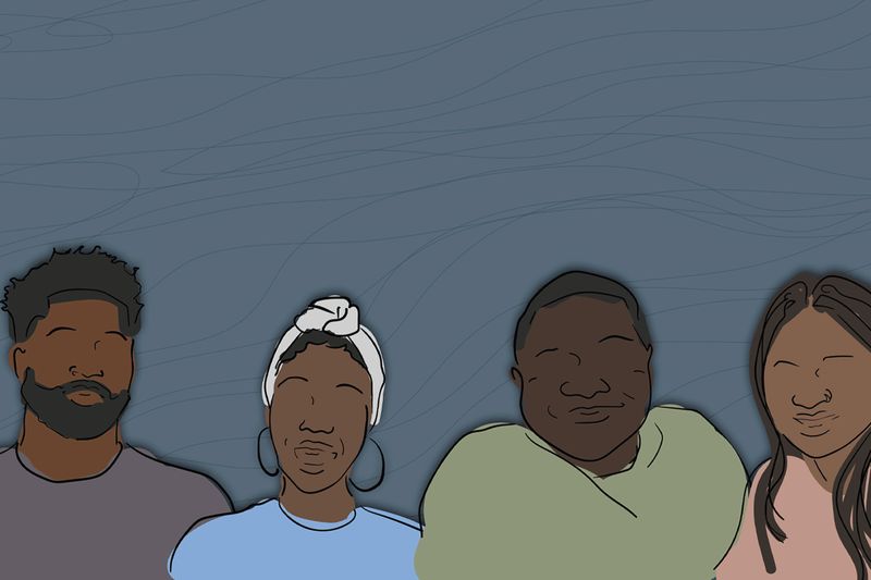 Silhouette of four black adults
