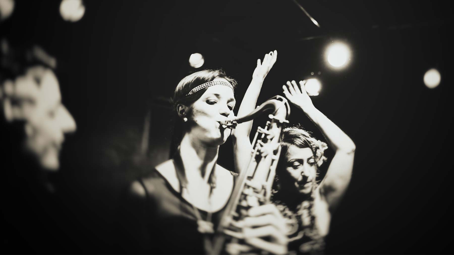 Woman playing saxophone