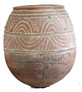 Igala or Nupe peoples, Nigeria, Africa, Tall pot with combed slip decoration