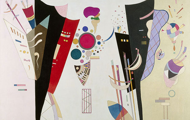 Wassily Kandinsky (Russian, 1866–1944) <cite>Reciprocal Accord (Accord réciproque)</cite>, 1942 Oil and Ripolin on canvas44 7/8 × 57 1/2 in. Centre Georges Pompidou, Musée national d’art moderne, Paris Gift of Mrs. Nina Kandinsky in 1976AM 1976–863© Centre Pompidou, MNAM-CCI/ Georges Meguerditchian / Dist.RMN-GP© 2014 Artists Rights Society (ARS), New York / ADAGP, Paris