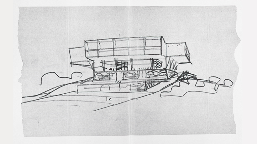 A sketch of the Milwaukee War Memorial building.